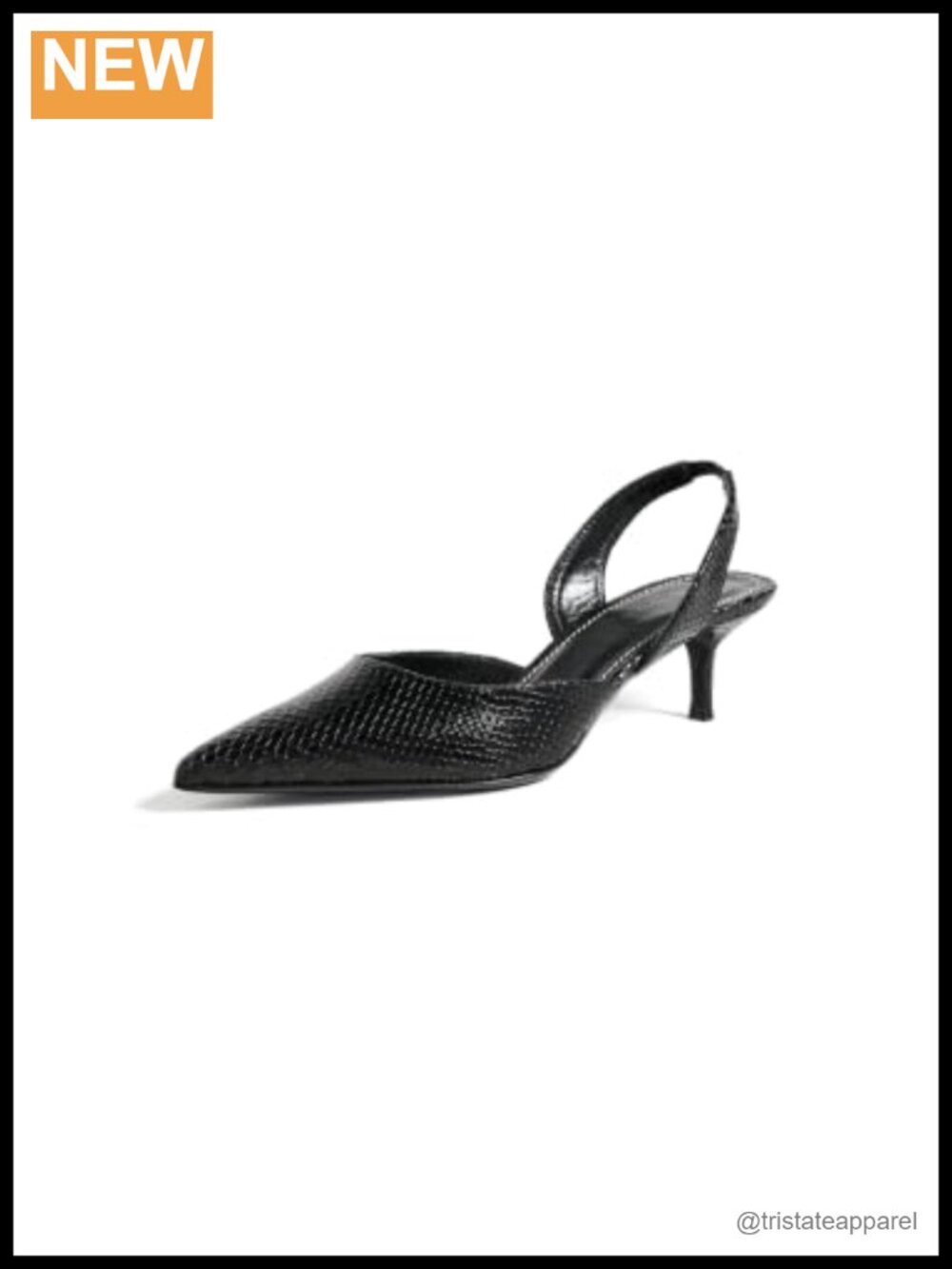 Snake-Embossed Leather Slingback Kitten Heels Pointed Toe Party Shoes